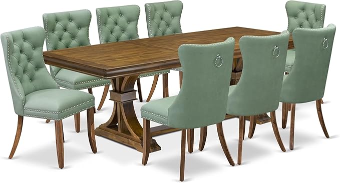 LEDA9-AWA-22 9-Piece Modern Dining Table Set Includes a Kitchen Table and 8 - Image 2