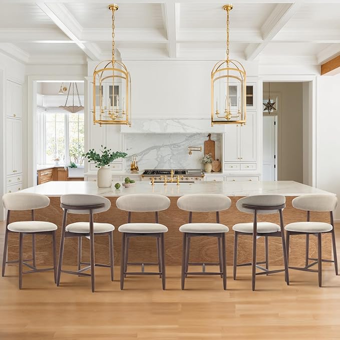 Upholstered Counter Height Bar Stools Set of 6, Kitchen Island Stools - Image 3
