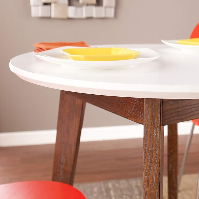 SEI Furniture Oden Two-Tone Small Space Round Dining Table, Burnt Oak - Image 4