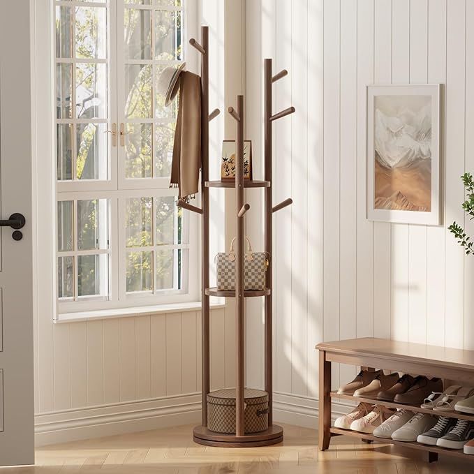 Solid Wood Rotary Coat Rack, Freestanding Coat Rack - Image 8
