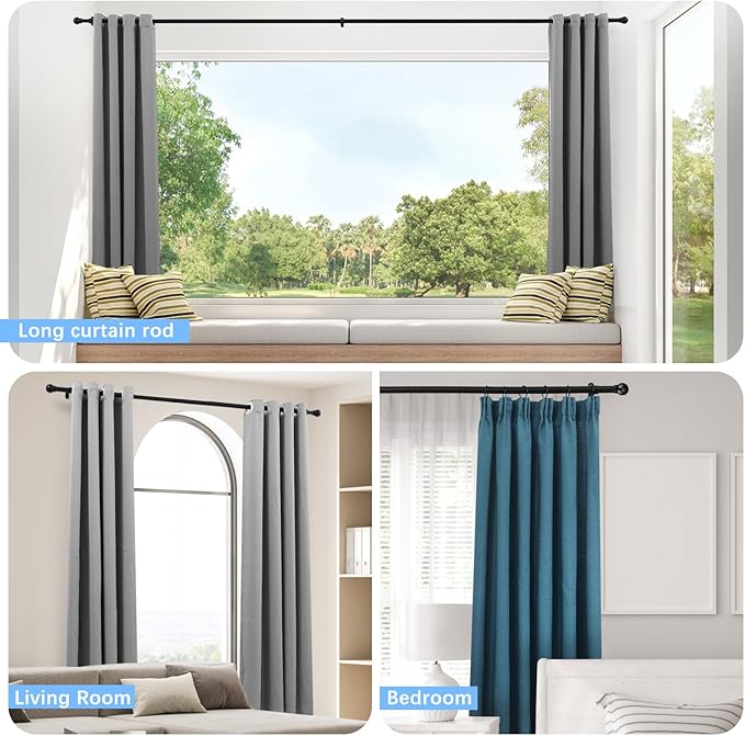 Curtain Rods for Windows 16 to 48 Inches, Curtain Rod Max Adjustable Length of - Image 6