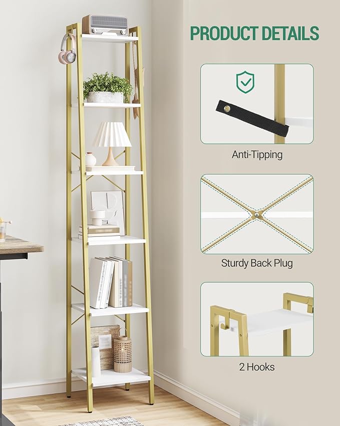 Ladder Shelf, Bookshelf Bookcase, Freestanding Corner Storage Shelve - Image 4