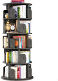 Rotating Bookshelf Tower, 5 Tier Spinning Bookcase, Revolving 360 Book Shelf by Besiost