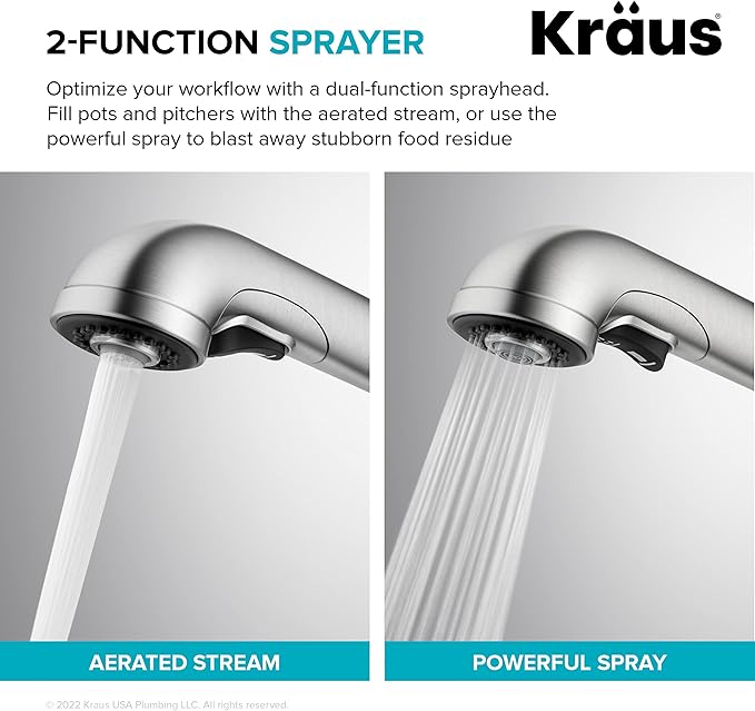 KRAUS Allyn Pull-Out Single Handle Kitchen Faucet in Spot-Free Stainless Steel - Image 8