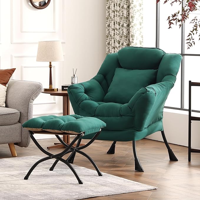 Lazy Chair with Ottoman, Modern Lounge Armchair with a Pillow, Leisure Sofa - Image 5