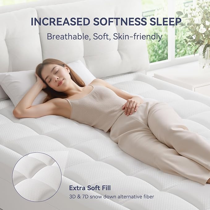 ELEMUSE Full XL Dual Layer 3 Inch Memory Foam Mattress Topper, 2 Inch Cooling - Image 4