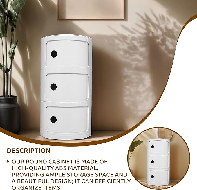 3 Tier Round with Storage, Modern Style Side Table - Image 4