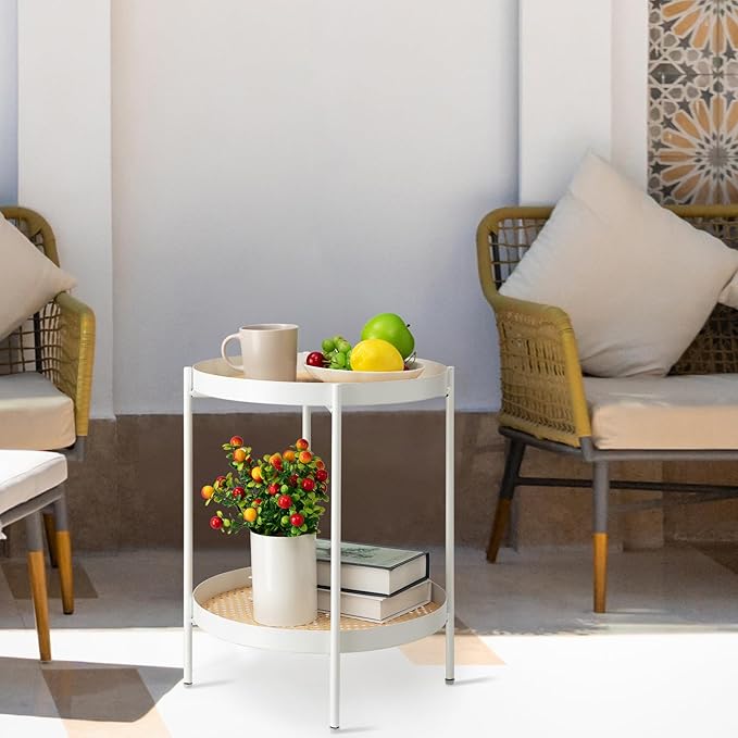 danpinera All Metal Side Table, 2 Tier Anti Rust Small Table - Image 9