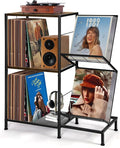 Record Player Stand with Vinyl Record Storage, Turntable Stand with 2-Tier by HYCFYJR