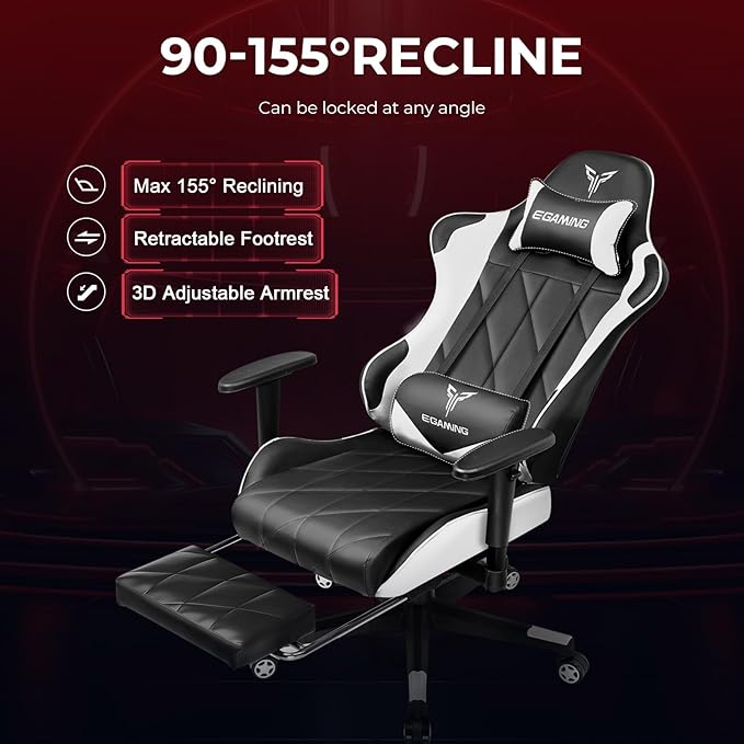 Gaming Chair with 3D Adjustable Armrests, Cow Print Design, Ergonomic Office - Image 5