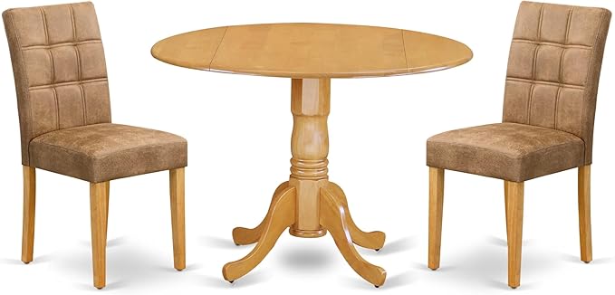 East West Furniture DLAS3-OAK-28 3 Piece Dining Table Set Includes A Wooden by EastWestFurniture
