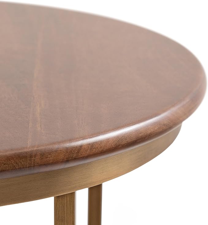Kate and Laurel Solvay Round Metal and Wood Side Table; 16 x 16 x 24; Walnut - Image 6