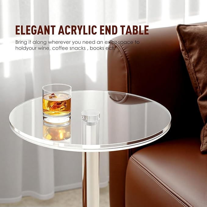 11.8" Round Clear Acrylic End Table - Image 4