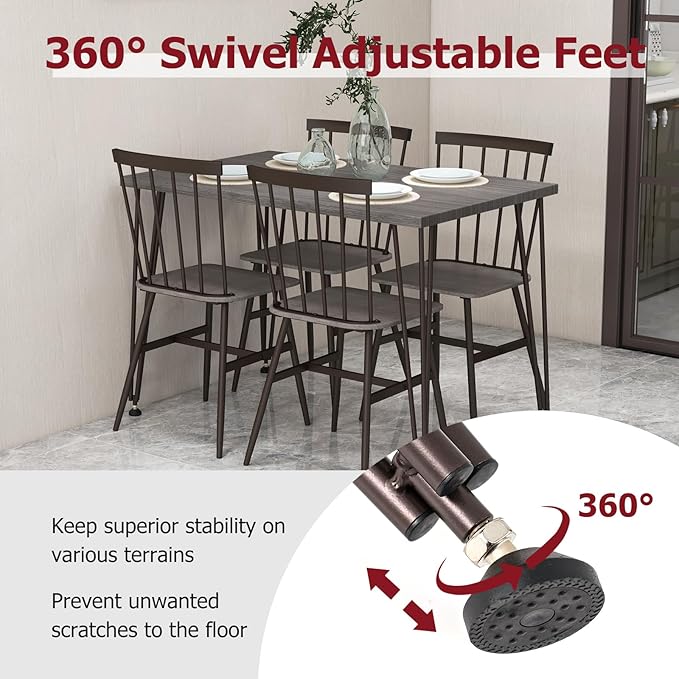 Tangkula Dining Table Set for 4, Kitchen Table and Chairs Set of 4 w/Metal Frame - Image 7