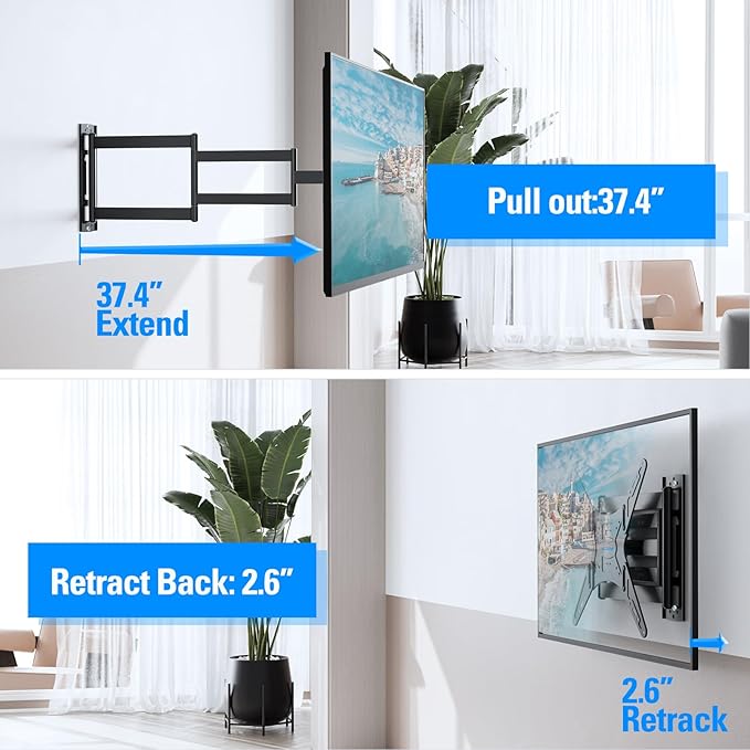 MOUNTUP Long Arm TV Wall Mount for Most 26-65 Inch TVs, Corner TV Mounts - Image 2