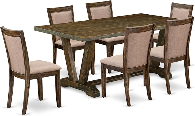 East West Furniture V777MZ716-7 7 Piece Dinette Set Consist of a Rectangle by EastWestFurniture