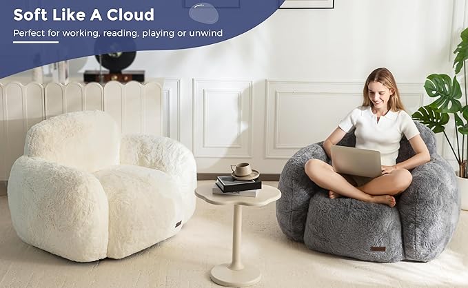 MAXYOYO Bean Bag Chair, Comfy Pebble Shaped Single Bean Bag Sofa - Image 3