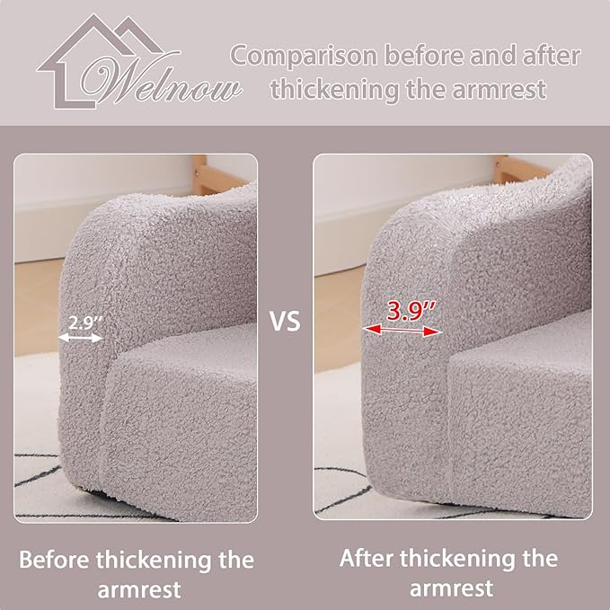 Welnow Kids Sofa, 2-in-1 Soft Sherpa Toddler Chair, Convertible Toddler Couch - Image 7