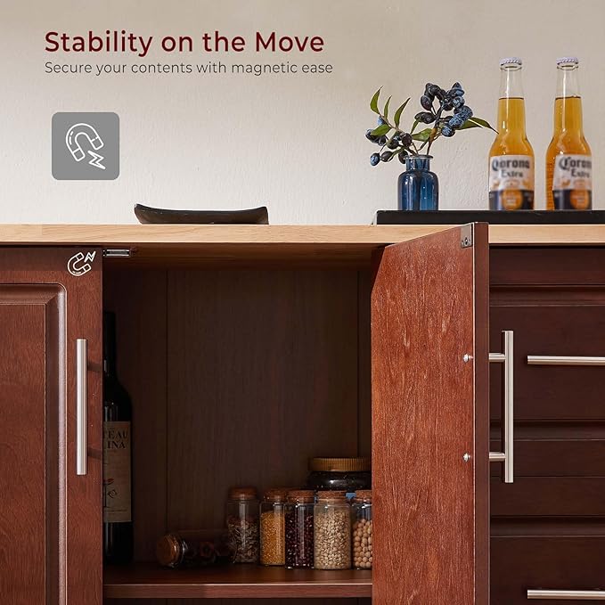 Walnut 54" Rolling Kitchen Island Cart - Image 4