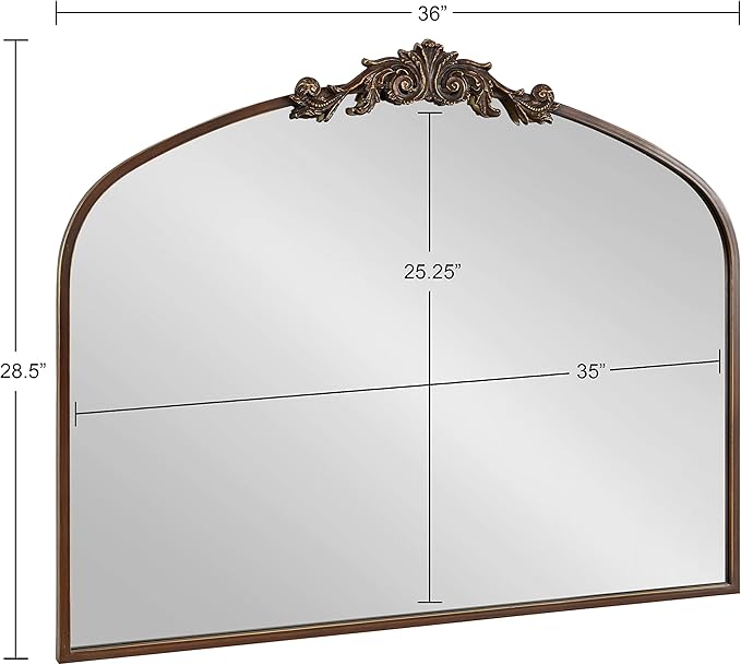 Kate and Laurel Arendahl Ornate Traditional Arched Mirror; 36 x 29; Bronze; - Image 8
