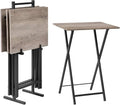 HOOBRO Folding TV Tray Tables, Industrial Side Table by HOOBRO