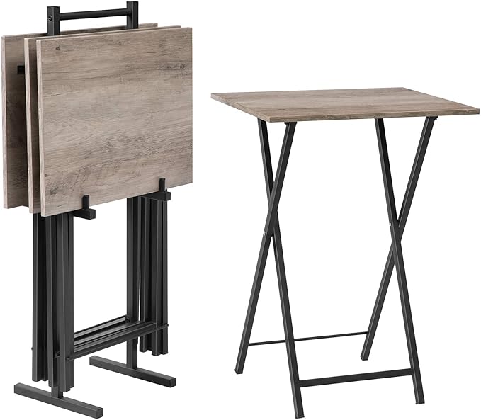 HOOBRO Folding TV Tray Tables, Industrial Side Table by HOOBRO