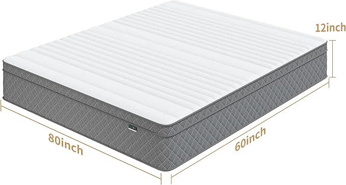 Queen Mattress, 12 Inch Cooling-Gel Memory Foam and Pocket Spring Hybrid - Image 2