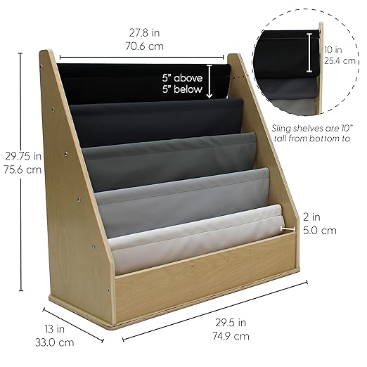 FDP Birch SoftScape Sling Book Display, 4-Shelf Vinyl Storage - Image 3