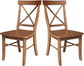 IC International Concepts Set of Two X-Back Dining Chairs, Distressed Oak by InternationalConcepts