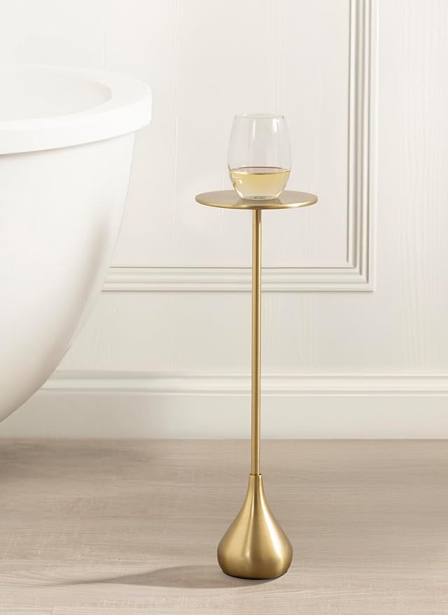 Kate and Laurel Hersi Decorative Modern Pedestal Drink Table; 7 x 7 x 20; Gold; - Image 4
