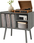 Record Player Stand with Vinyl Storage, Wooden Record Player Table with 5 by Montex