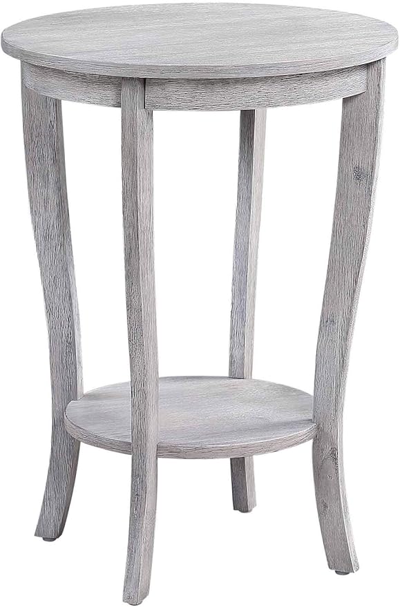 Convenience Concepts American Heritage Round End Table, Light Gray Wirebrush by ConvenienceConcepts
