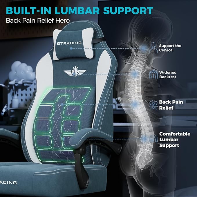 GTPLAYER Big and Tall Gaming Chair Breathable Fabric Computer Chair - Image 3