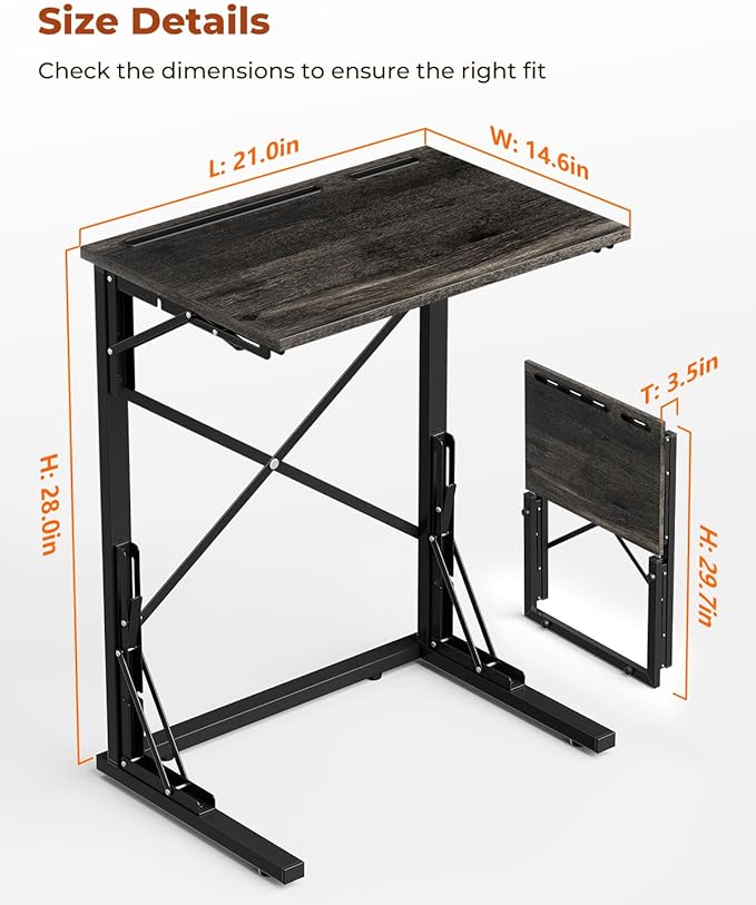 21''Wx28''H Folding TV Tray for Eating, Small Foldable C-Shaped Tray Table - Image 3