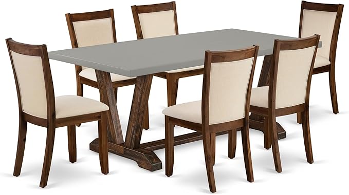 East West Furniture V797MZN32-7 7 Piece Modern Dining Table Set Consist of a by EastWestFurniture
