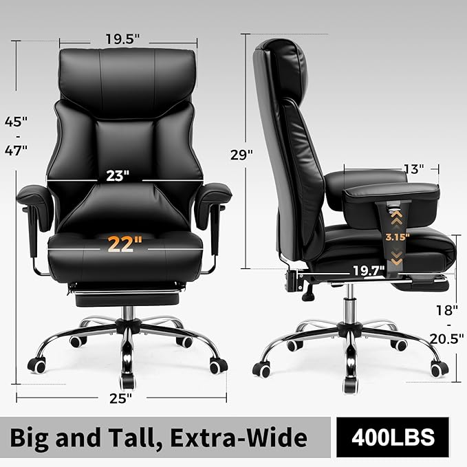 GTRACING Big and Tall Gaming Chair 400lbs Heavy Duty Office Chair - Image 3