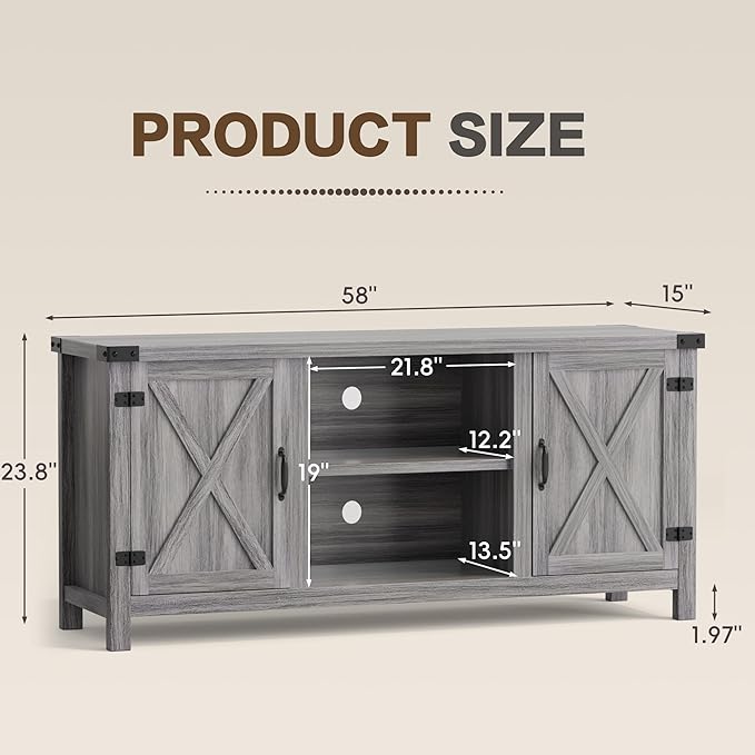 YESHOMY Farmhouse Buffet & Sideboard, Wood Coffee Bar - Image 2