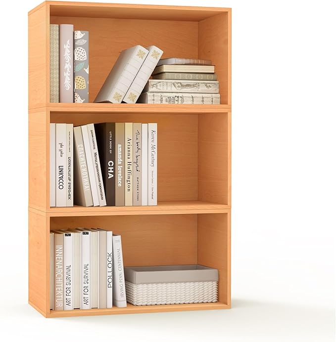Sebastack 3 Cube Organizer Bookcase, Expandable Storage Shelves, Wooden Open - Image 3