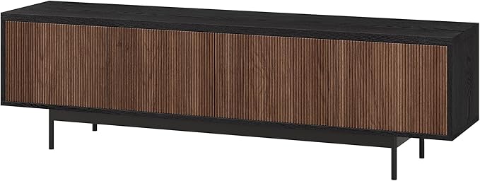 Henn&Hart Rectangular TV Stand for TV's up to 75" in Natural Black/Medium Walnut - Image 7