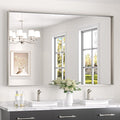 Keonjinn Brushed Nickel Bathroom Mirror 60 x 40 in Rectangle Frame Mirror by Keonjinn