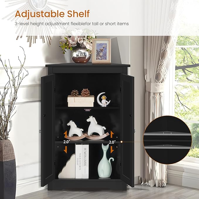 Iwell Corner Cabinet, Corner Bathroom Cabinet - Image 4