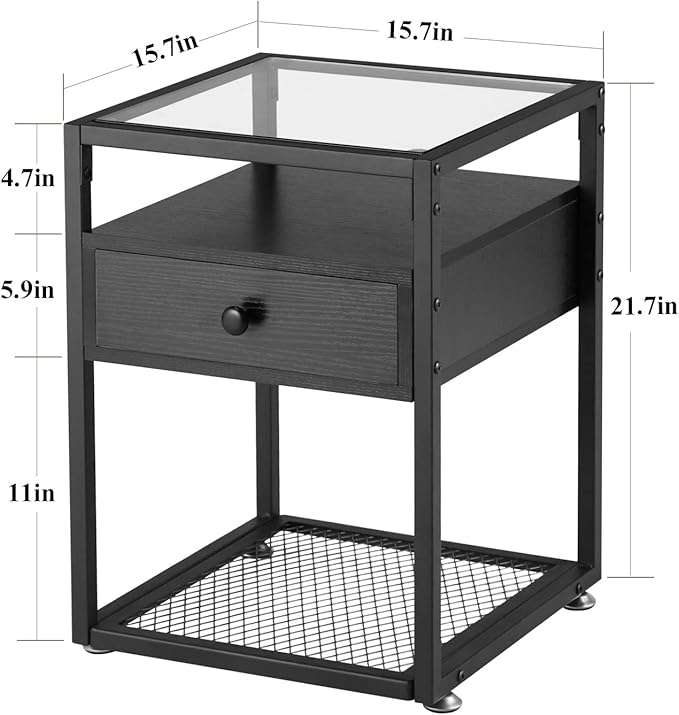 VECELO End Table, Modern Nightstand - Image 3