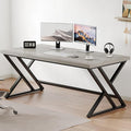 LVB Large Home Office Desk, Long Industrial Computer Desk, Metal Wood Writing by LVB