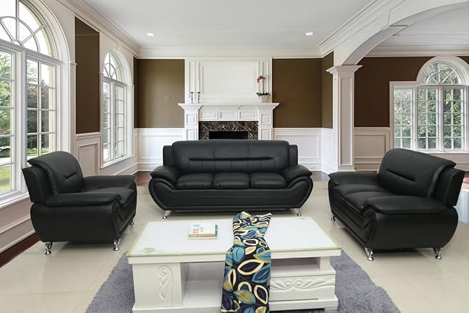 Container Furniture Direct Michael Sofa and Chair Set Black - Image 2
