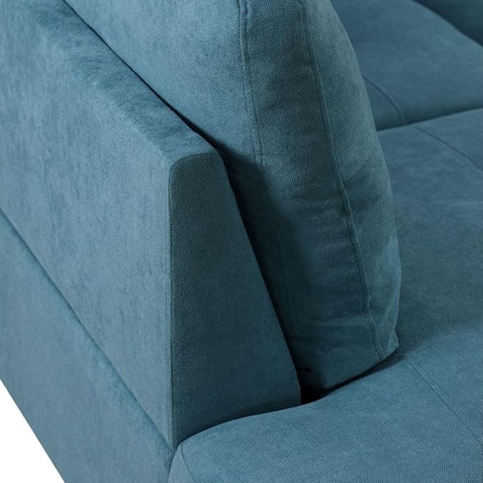 Green L-Shaped 3-Piece Flannel Sofa - Image 5