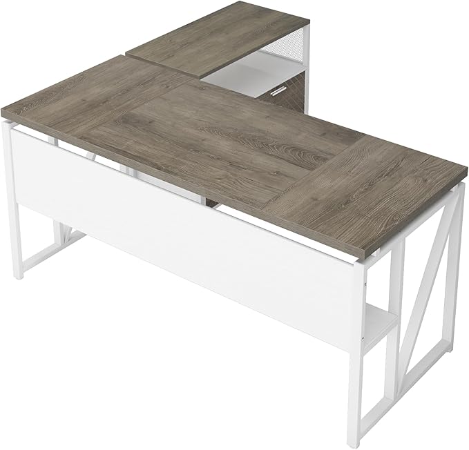 Tribesigns L Shaped Desk with Drawer Cabinet, 2 Piece Home Office Furniture - Image 9