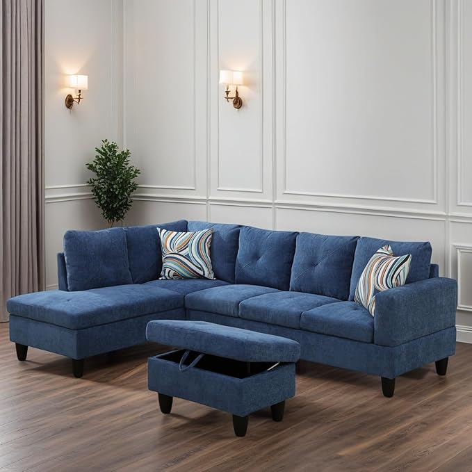 L Shaped Sectional Couches for Living Room, Modular 4 Seat Sofa - Image 4