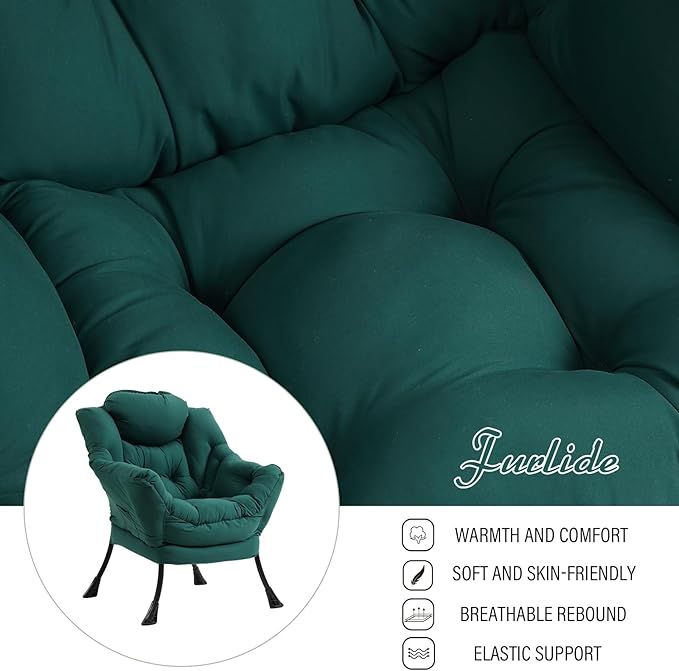Modern Lazy Chair with Folding Footrest, Lounge Accent Reading Chair - Image 8