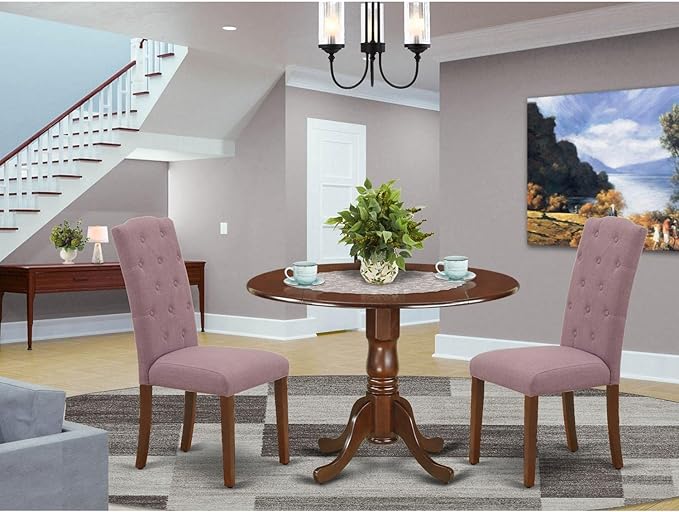 East West Furniture DLCE3-MAH-10 3 Piece Dinette Set - Image 2