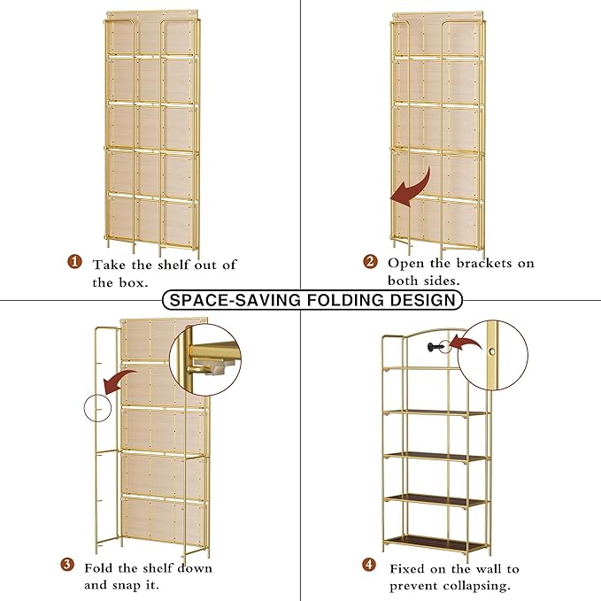 Crofy No Assembly Folding Bookshelf - Image 4